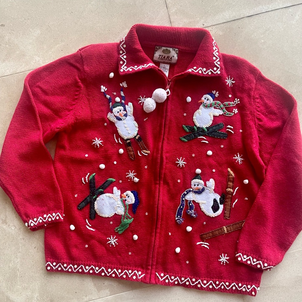 Christmas Snowman Sweater by Tiara in Large